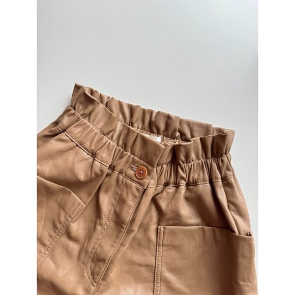 Aritzia WILFRED Caroline Tan Vegan Leather High Waisted Paperbag Pants, Size 00 - Picture 8 of 13